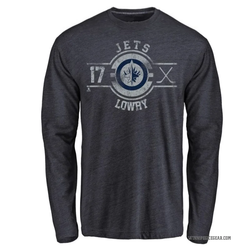 Adam Lowry Men's Navy Winnipeg Jets Insignia Long Sleeve T-Shirt -