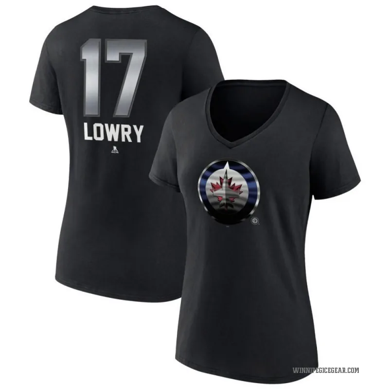 Adam Lowry Women's Black Winnipeg Jets Midnight Mascot Logo V-Neck T-Shirt