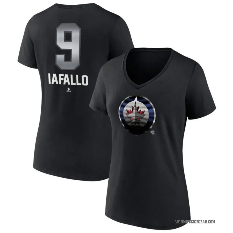Alex Iafallo Women's Black Winnipeg Jets Midnight Mascot Logo V-Neck T-Shirt