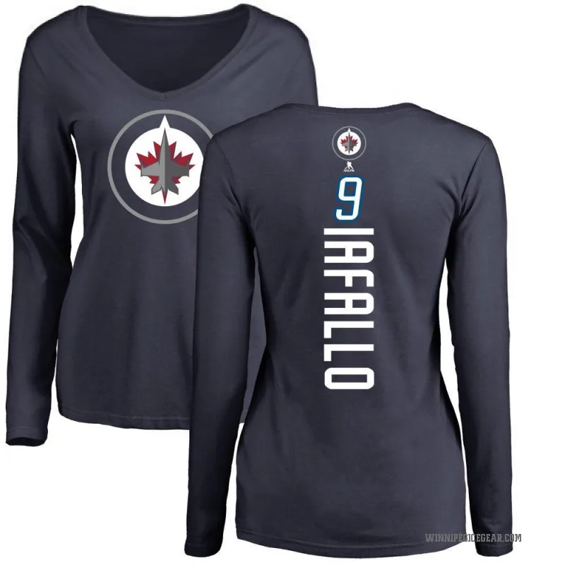 Alex Iafallo Women's Navy Winnipeg Jets Backer Long Sleeve T-Shirt -