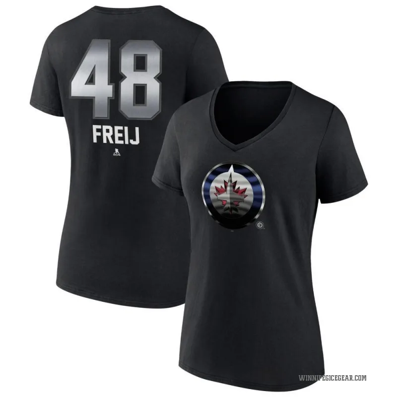 Alfons Freij Women's Black Winnipeg Jets Midnight Mascot Logo V-Neck T-Shirt