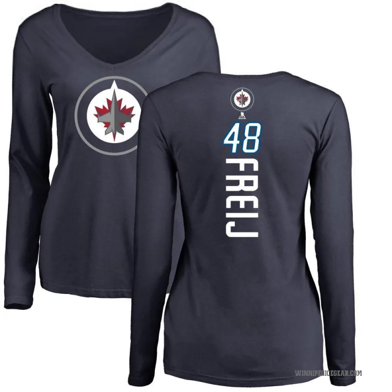 Alfons Freij Women's Navy Winnipeg Jets Backer Long Sleeve T-Shirt -