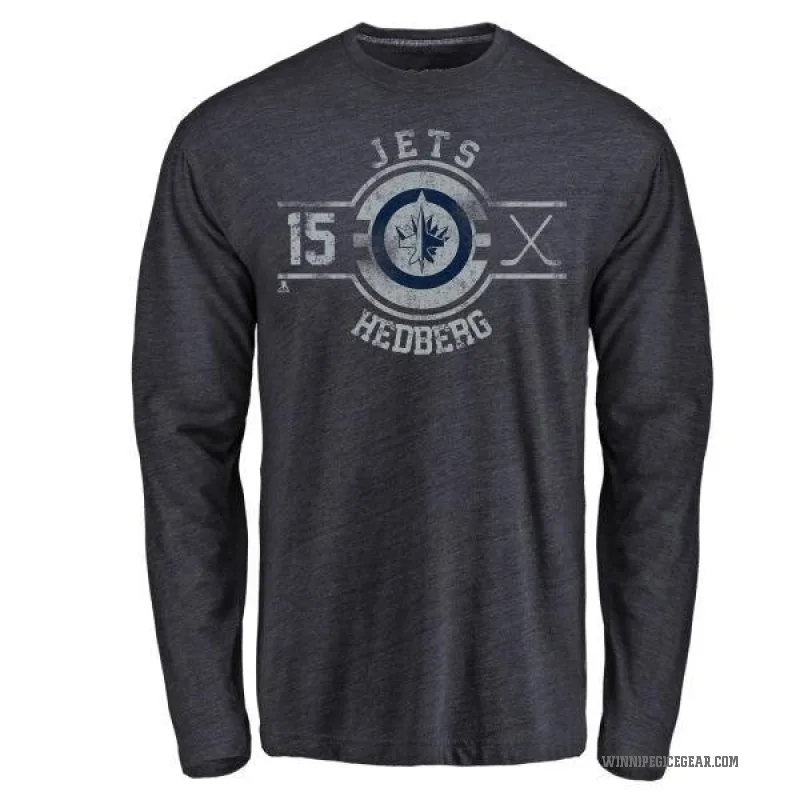 Anders Hedberg Youth Navy Winnipeg Jets Insignia Long Sleeve T-Shirt -
