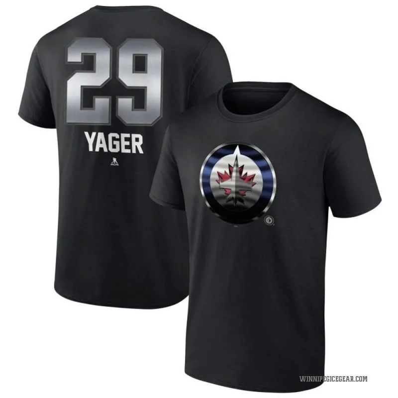 Brayden Yager Youth Black Winnipeg Jets Midnight Mascot Logo T-Shirt