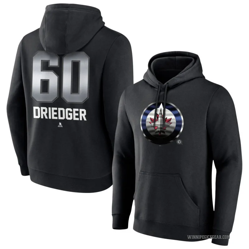 Chris Driedger Men's Black Winnipeg Jets Branded Midnight Mascot Logo Pullover Hoodie