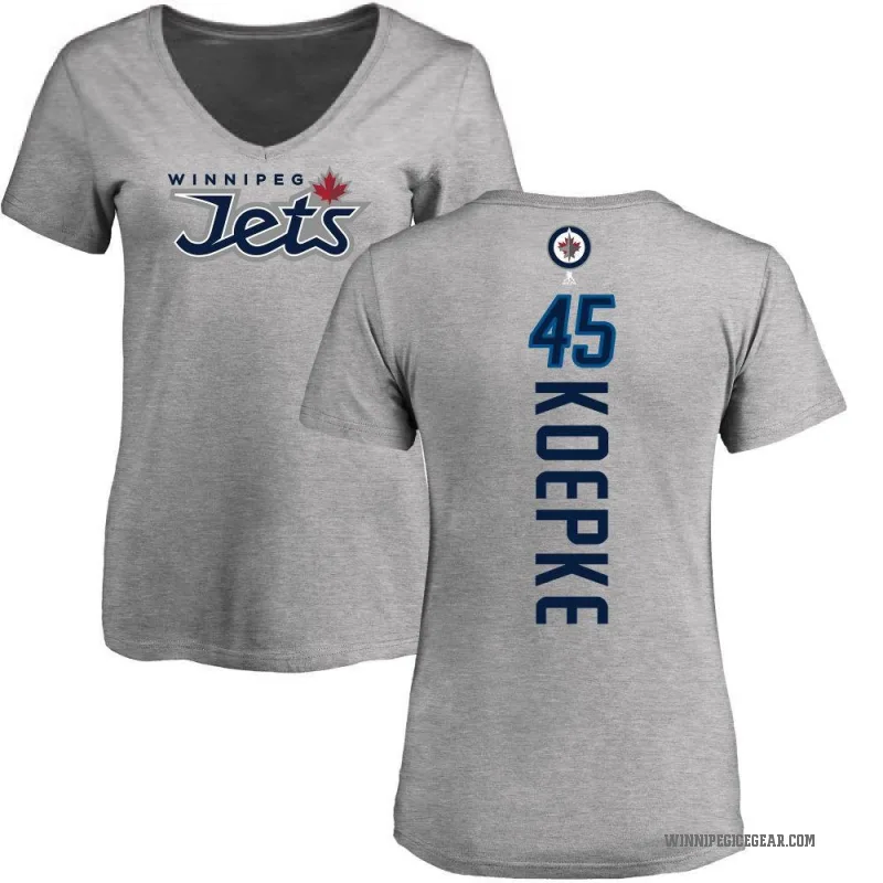 Cole Koepke Women's Ash Winnipeg Jets Backer T-Shirt -
