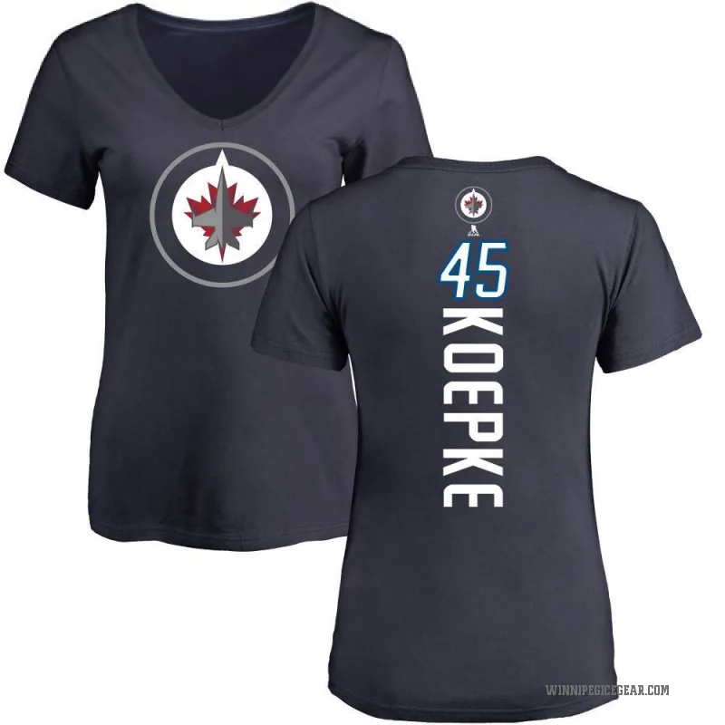 Cole Koepke Women's Navy Winnipeg Jets Backer T-Shirt -