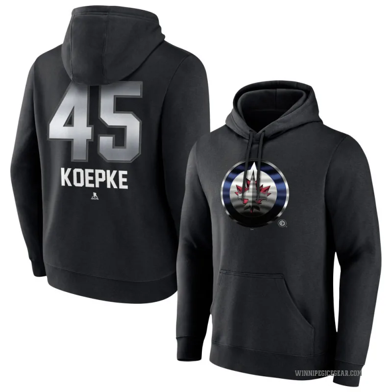 Cole Koepke Youth Black Winnipeg Jets Branded Midnight Mascot Logo Pullover Hoodie