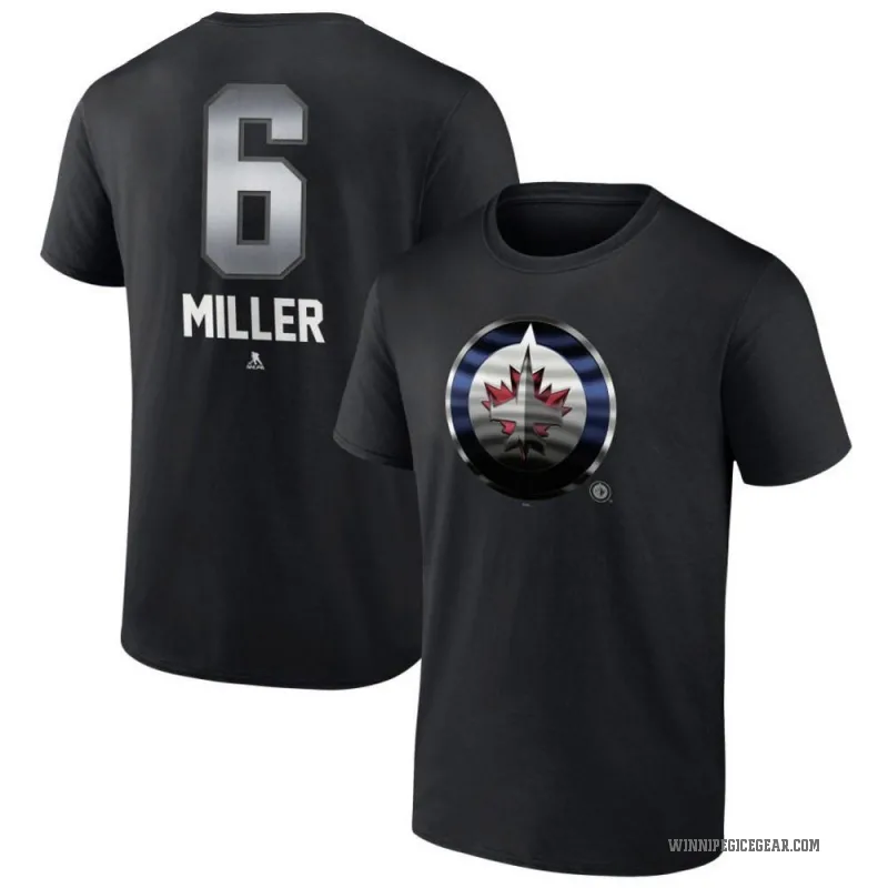 Colin Miller Men's Black Winnipeg Jets Midnight Mascot Logo T-Shirt