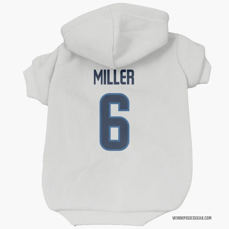 Colin Miller  White Winnipeg Jets  Cat & Dog Pet Hoodie