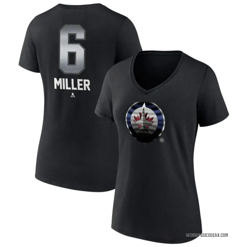 Colin Miller Women's Black Winnipeg Jets Midnight Mascot Logo V-Neck T-Shirt