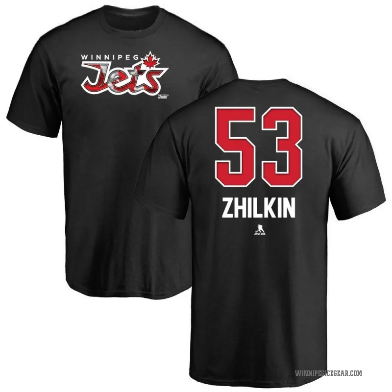 Danny Zhilkin Men's Black Winnipeg Jets Name and Number Banner Wave T-Shirt -