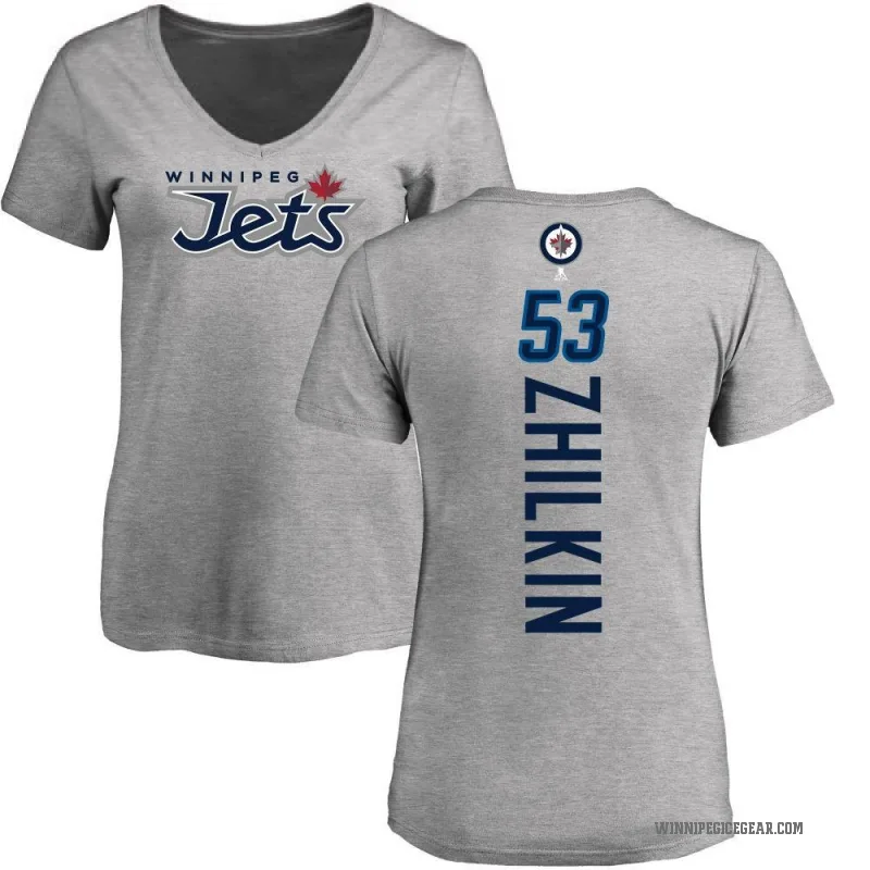 Danny Zhilkin Women's Ash Winnipeg Jets Backer T-Shirt -