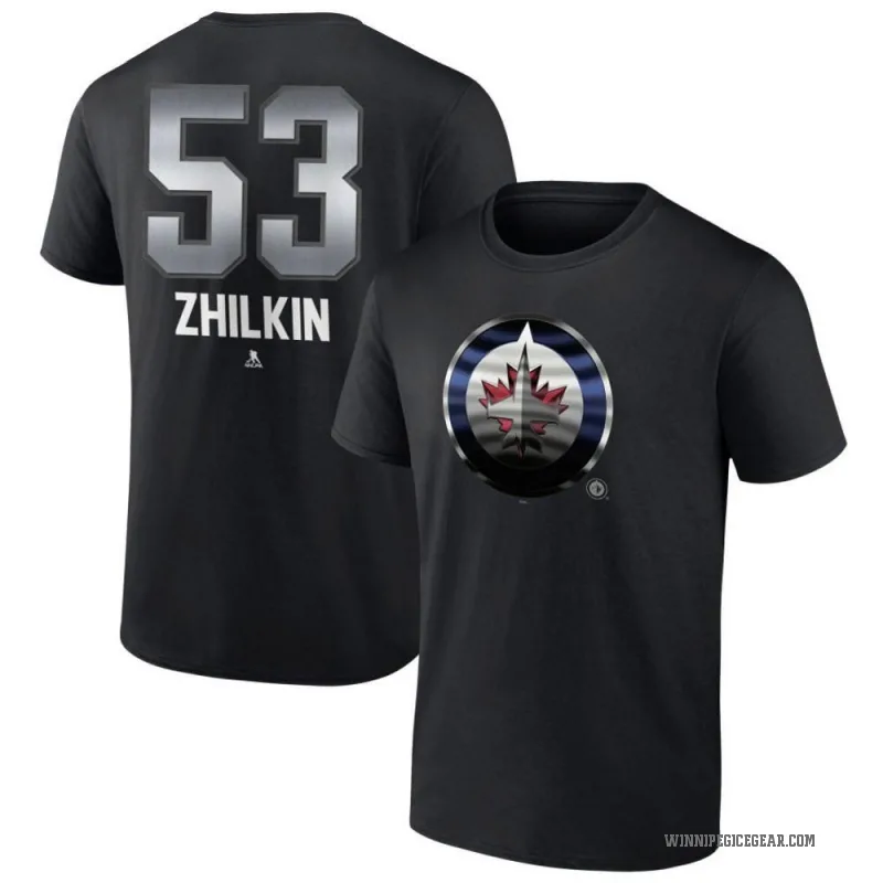 Danny Zhilkin Youth Black Winnipeg Jets Midnight Mascot Logo T-Shirt