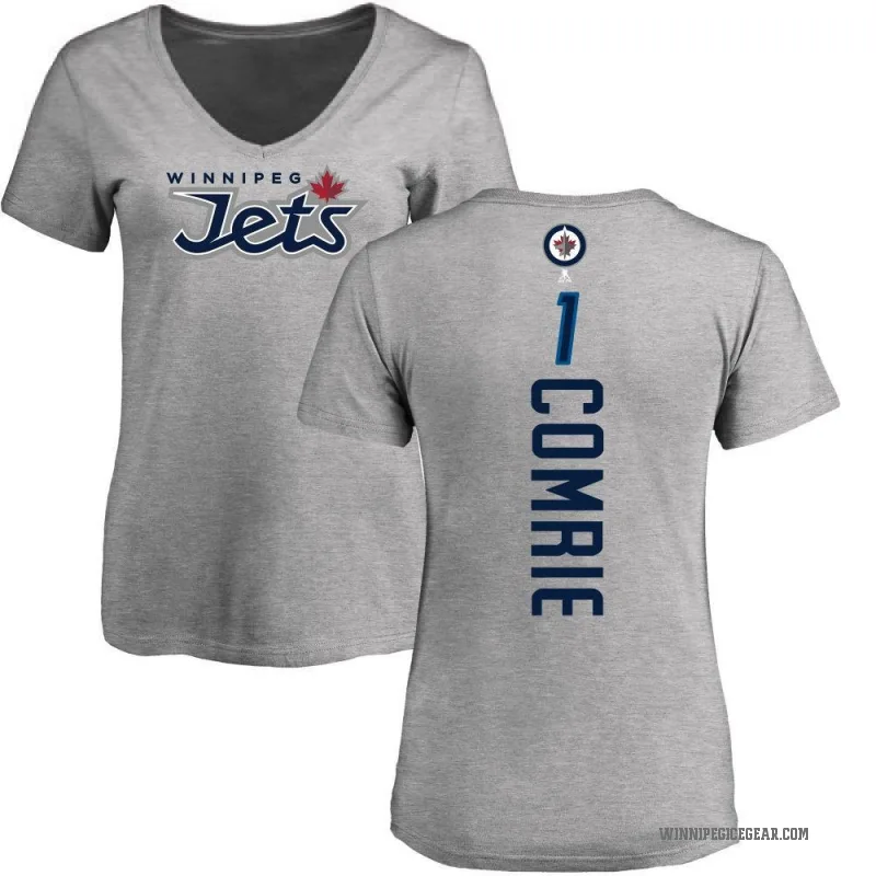 Eric Comrie Women's Ash Winnipeg Jets Backer T-Shirt -
