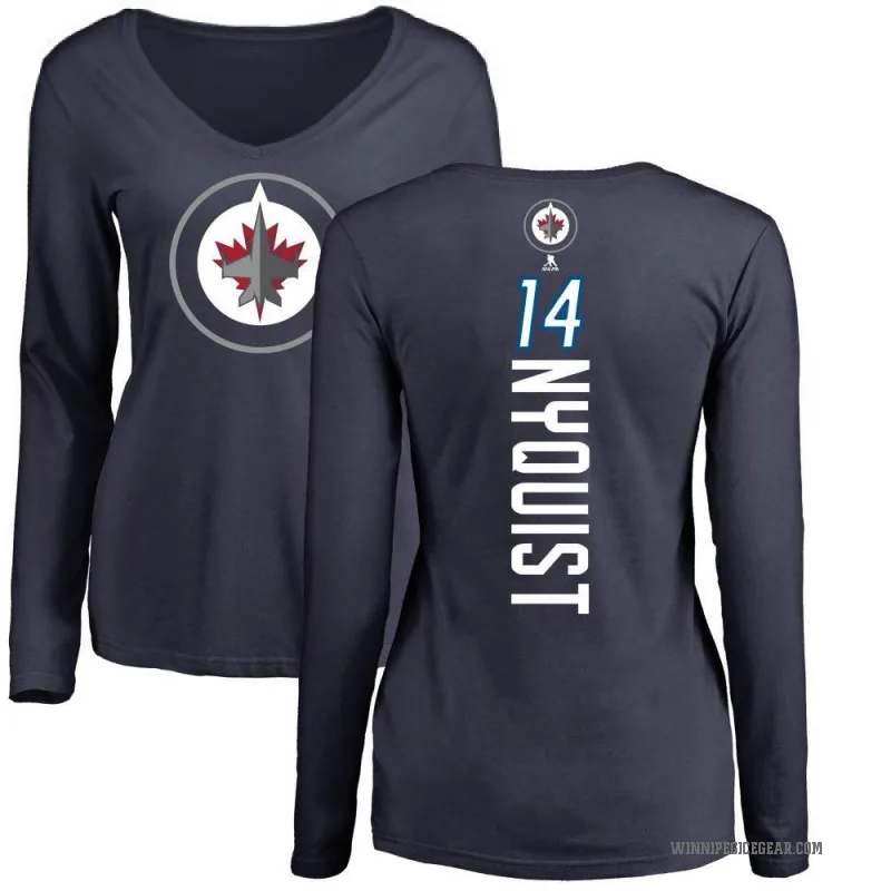 Gustav Nyquist Women's Navy Winnipeg Jets Backer Long Sleeve T-Shirt -