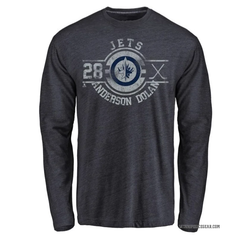 Jaret Anderson-Dolan Men's Navy Winnipeg Jets Insignia Long Sleeve T-Shirt -