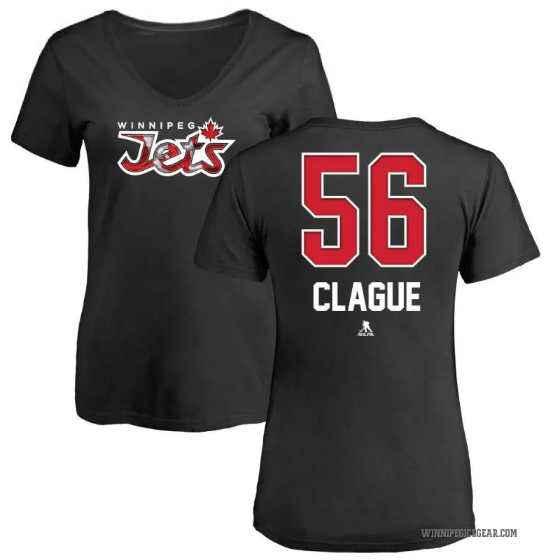 Kale Clague Women's Black Winnipeg Jets Name and Number Banner Wave V-Neck T-Shirt -