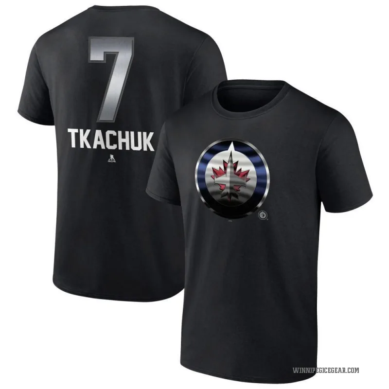 Keith Tkachuk Men's Black Winnipeg Jets Midnight Mascot Logo T-Shirt