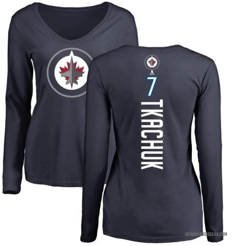 Keith Tkachuk Women's Navy Winnipeg Jets Backer Long Sleeve T-Shirt -