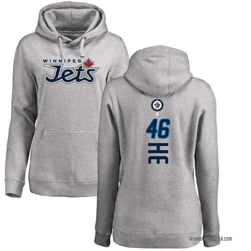 Kevin He Women's Winnipeg Jets Branded Ash Backer Pullover Hoodie