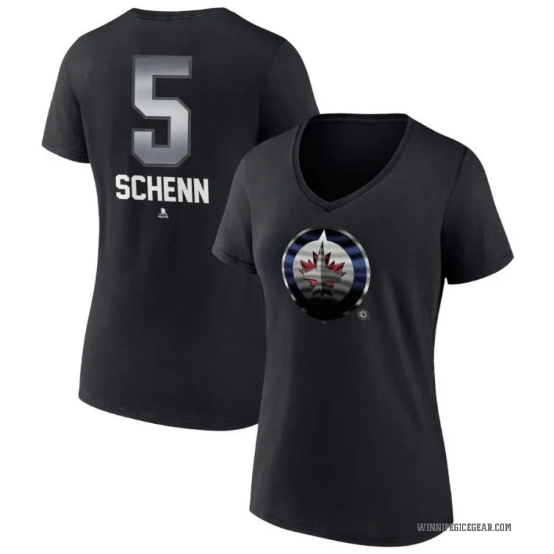 Luke Schenn Women's Black Winnipeg Jets Midnight Mascot Logo V-Neck T-Shirt