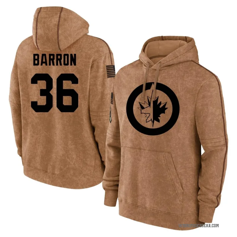 Morgan Barron Men's Brown Winnipeg Jets 2023 Salute to Service Club Pullover Hoodie