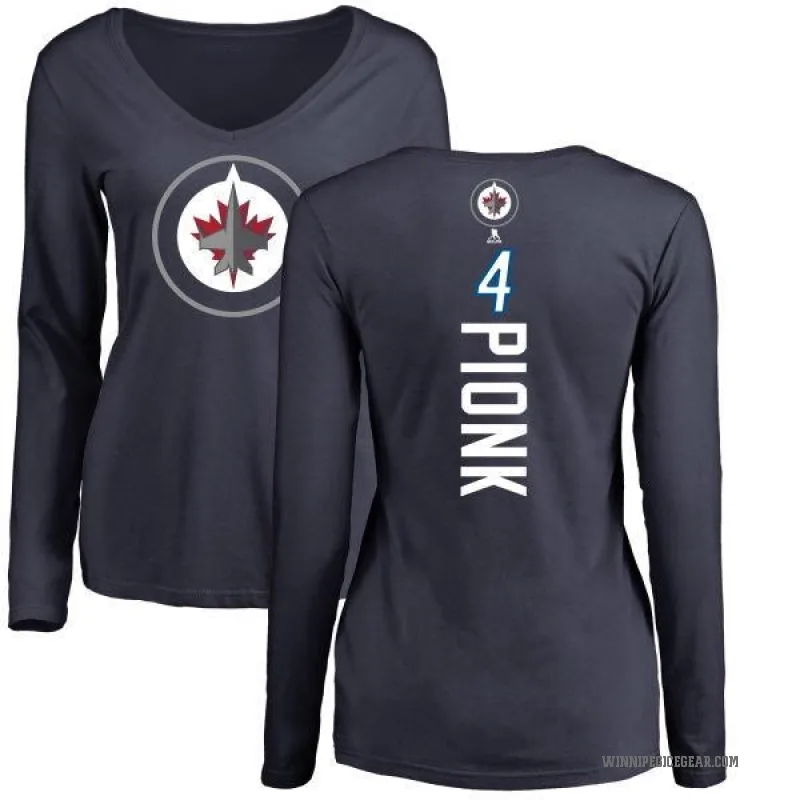 Neal Pionk Women's Navy Winnipeg Jets Backer Long Sleeve T-Shirt -
