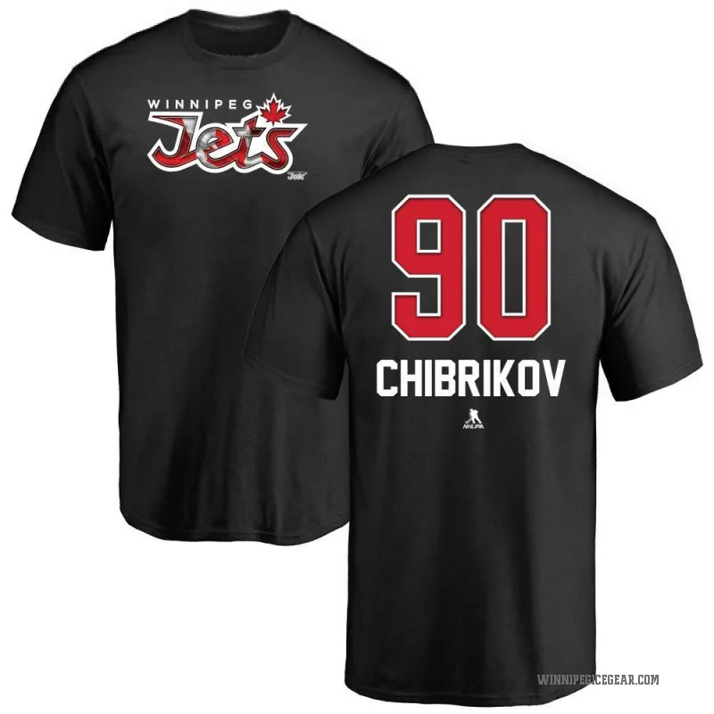 Nikita Chibrikov Men's Black Winnipeg Jets Name and Number Banner Wave T-Shirt -