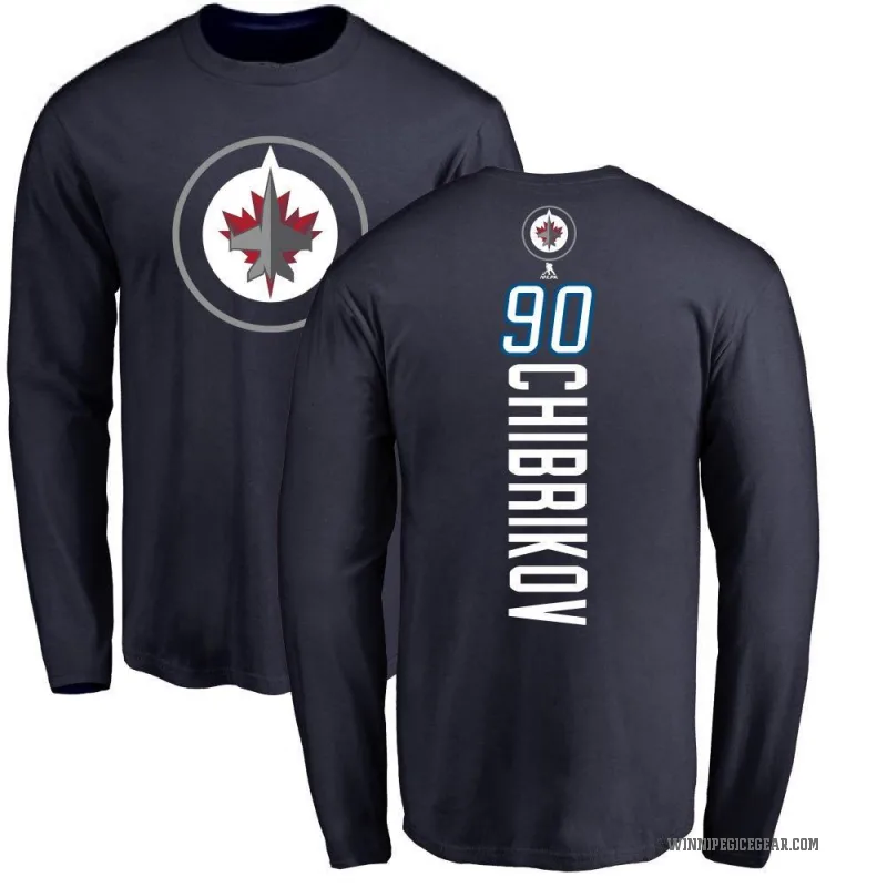 Nikita Chibrikov Men's Navy Winnipeg Jets Backer Long Sleeve T-Shirt -