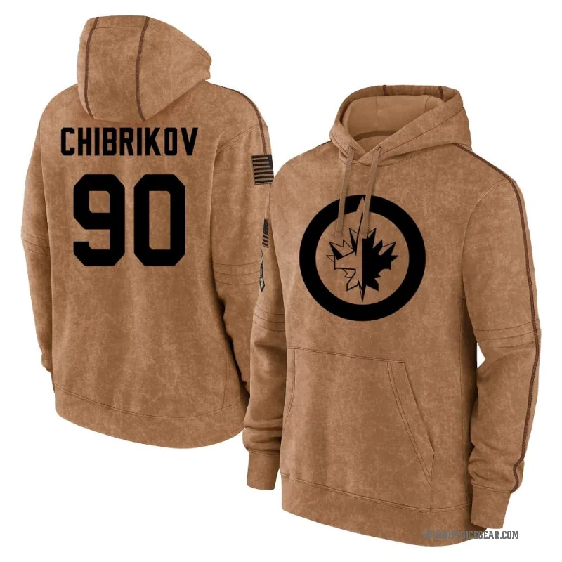 Nikita Chibrikov Youth Brown Winnipeg Jets 2023 Salute to Service Club Pullover Hoodie