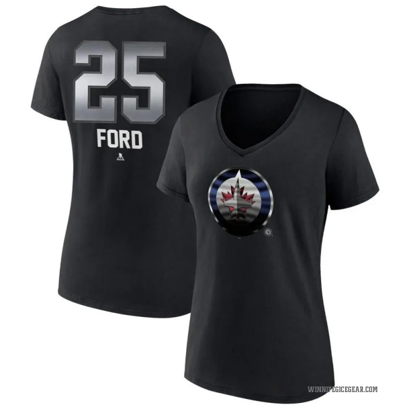 Parker Ford Women's Black Winnipeg Jets Midnight Mascot Logo V-Neck T-Shirt