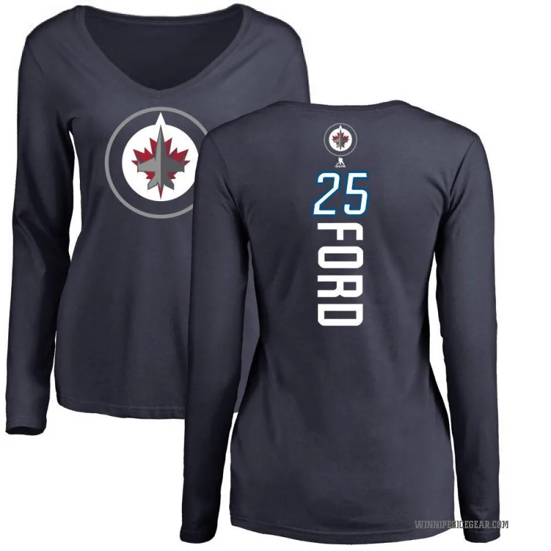 Parker Ford Women's Navy Winnipeg Jets Backer Long Sleeve T-Shirt -