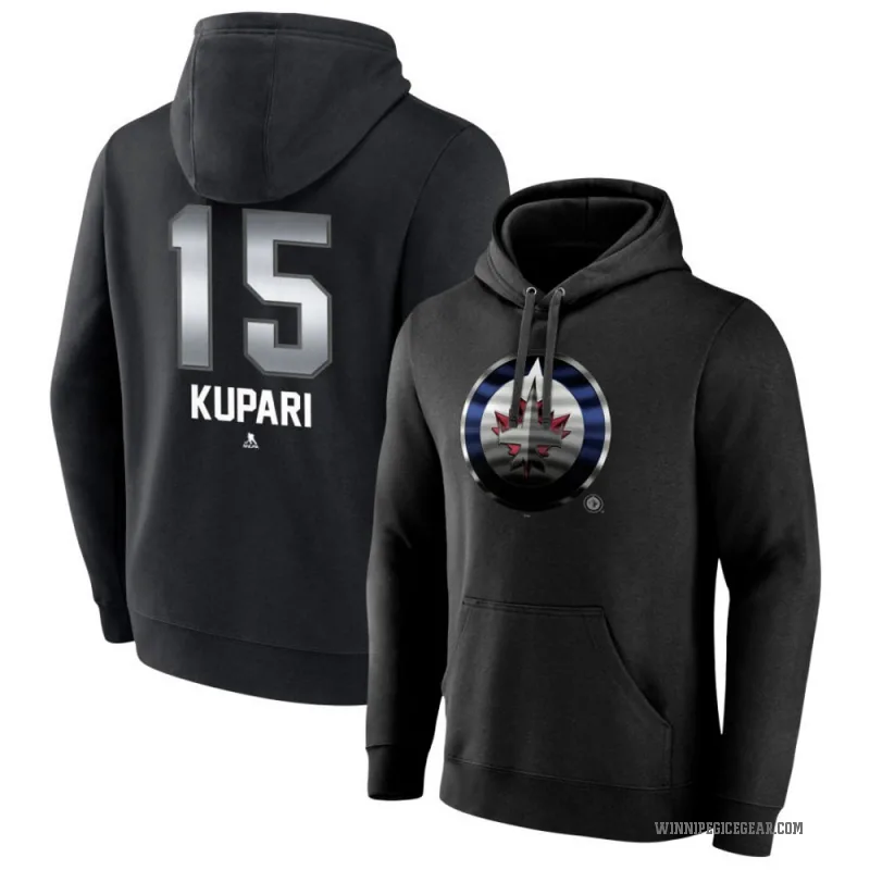 Rasmus Kupari Youth Black Winnipeg Jets Branded Midnight Mascot Logo Pullover Hoodie