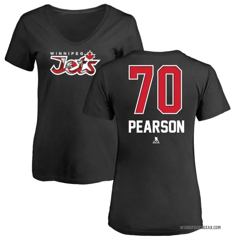 Tanner Pearson Women's Black Winnipeg Jets Name and Number Banner Wave V-Neck T-Shirt -