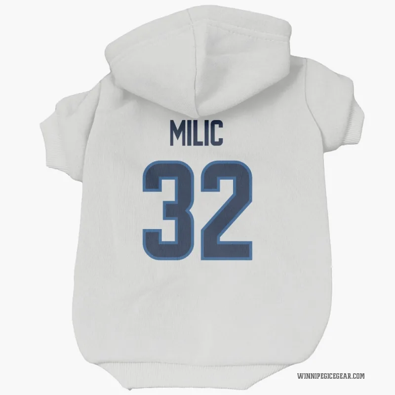 Thomas Milic  White Winnipeg Jets  Cat & Dog Pet Hoodie