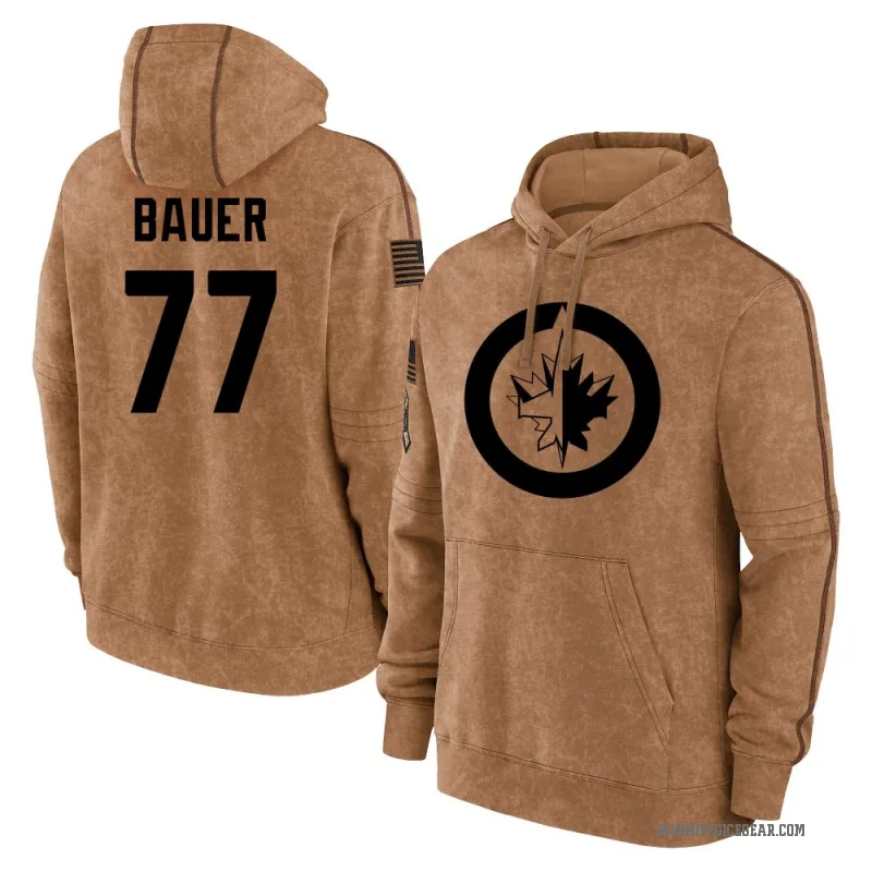 Tyrel Bauer Men's Brown Winnipeg Jets 2023 Salute to Service Club Pullover Hoodie