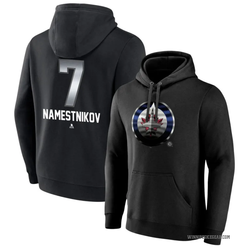 Vladislav Namestnikov Youth Black Winnipeg Jets Branded Midnight Mascot Logo Pullover Hoodie