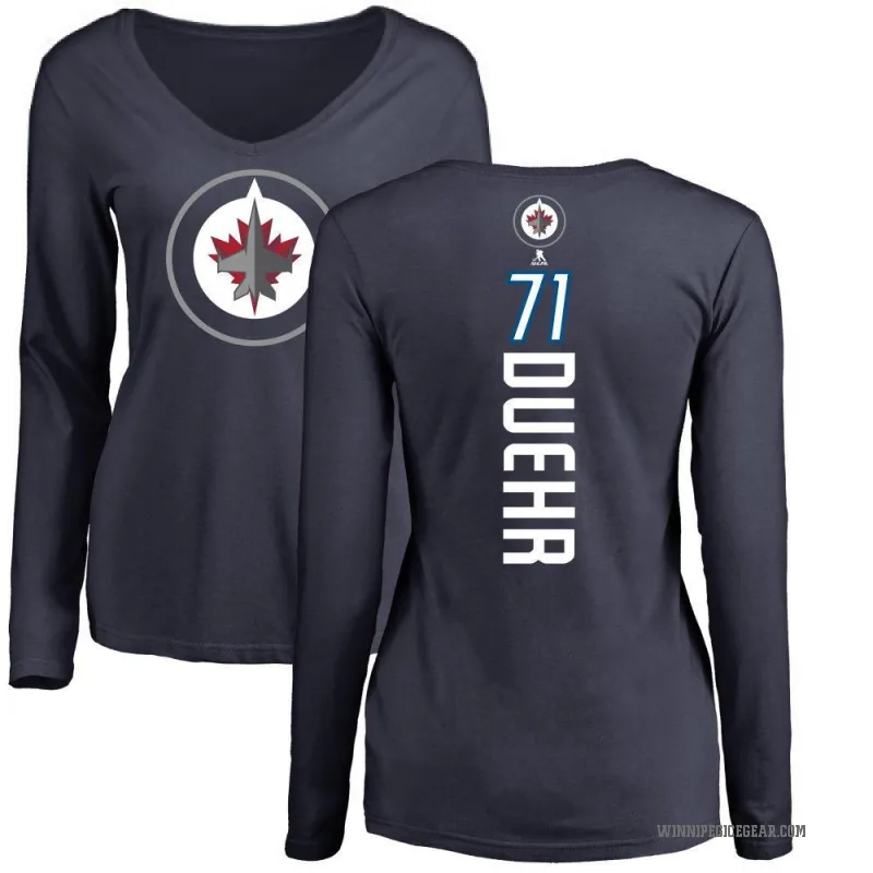 Walker Duehr Women's Navy Winnipeg Jets Backer Long Sleeve T-Shirt -