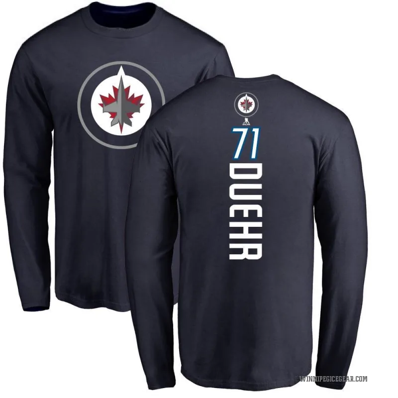 Walker Duehr Youth Navy Winnipeg Jets Backer Long Sleeve T-Shirt -